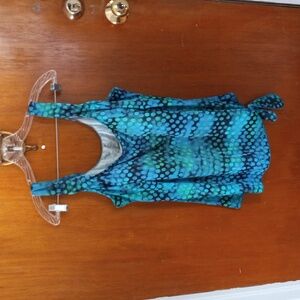 Le Cove blue/green polka-dot bathing suit swim top